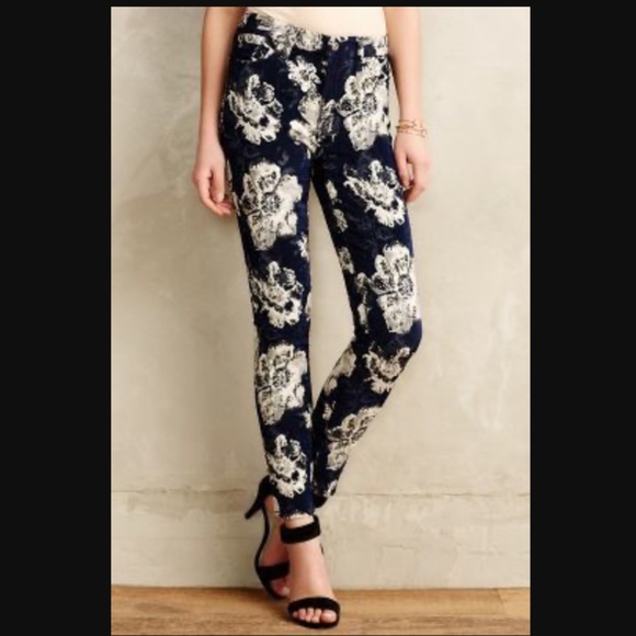 7 For All Mankind Denim - Jean Indigo Floral Anthropologie 7 For All Mankind